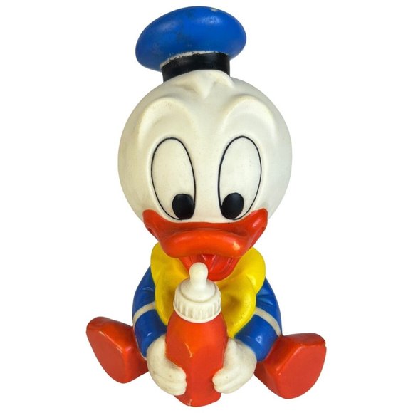 2 VTG Disney Baby Mickey Mouse And Donald Duck Toy Shelcore Vinyl 1984 Squeeks - Picture 6 of 12
